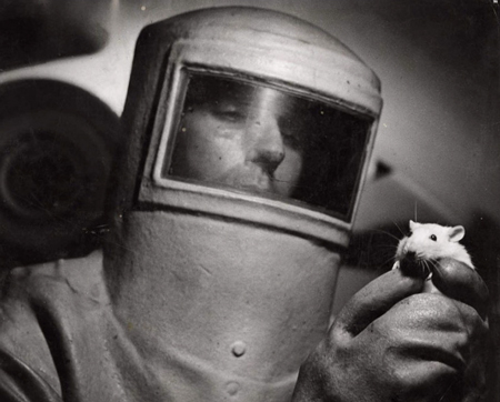 W. Eugene Smith working with germ-free mice